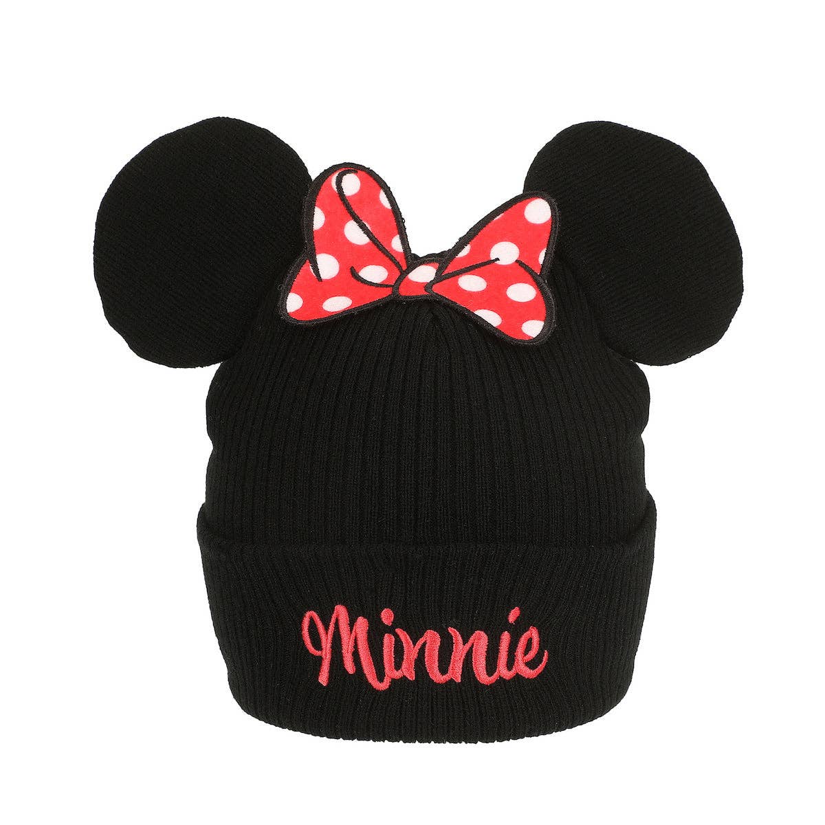 Minnie Mouse Bow With Ear Poms Cuff Beanie