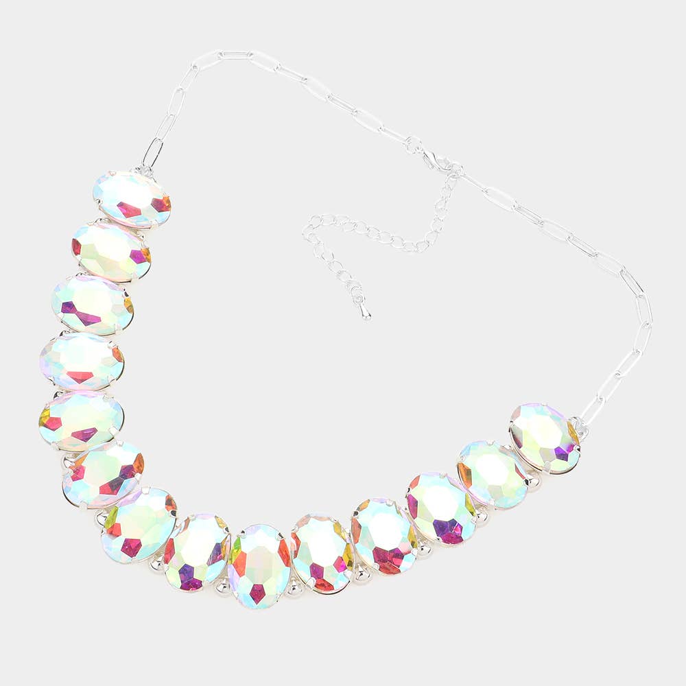 Oval Stone Evening Necklace