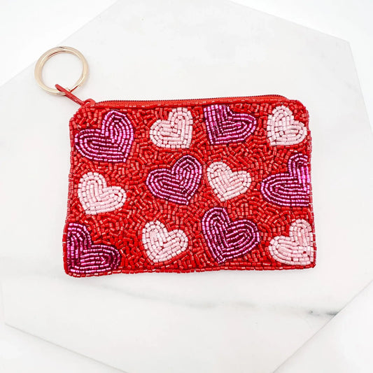 Pink Hearts Keychain Pouch