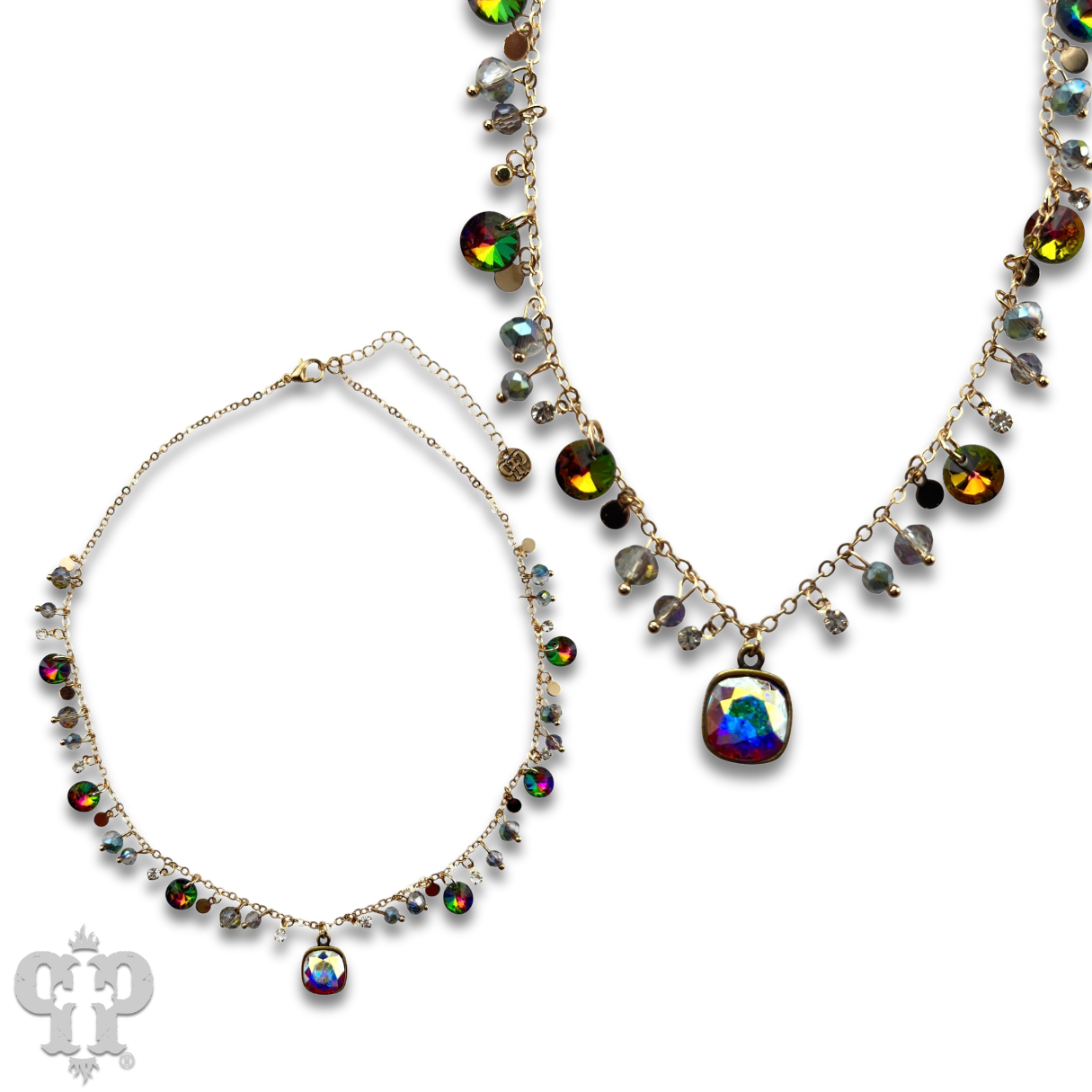 Rhinestone drops necklace with Austrian crystals