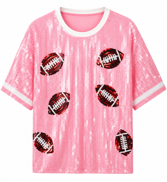 Sequin Pink football top (one size) fits small medium large