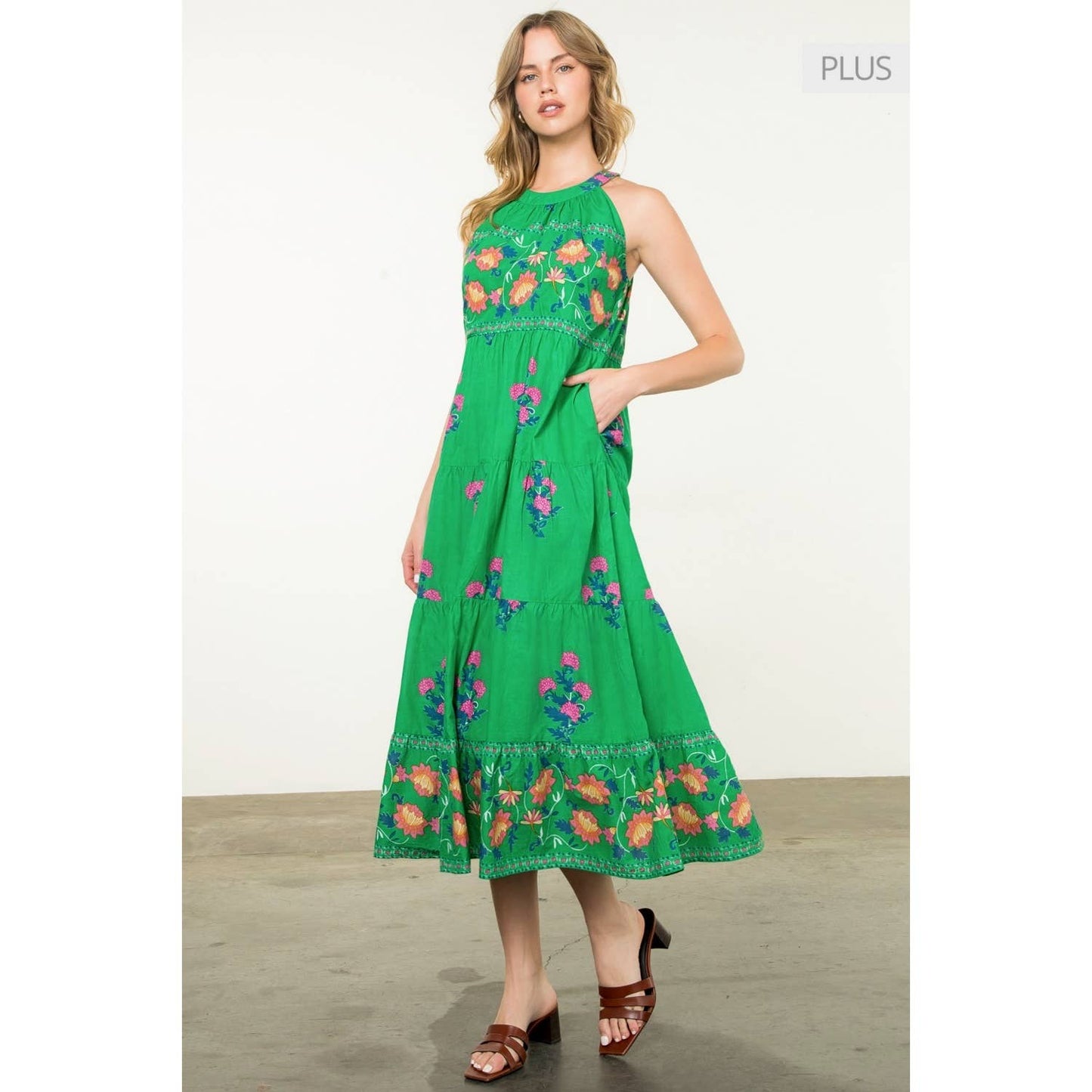 /Size XL/ Halter Neck Floral Print Maxi Dress