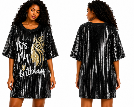 It’s my birthday dress (onesize) fits small medium large
