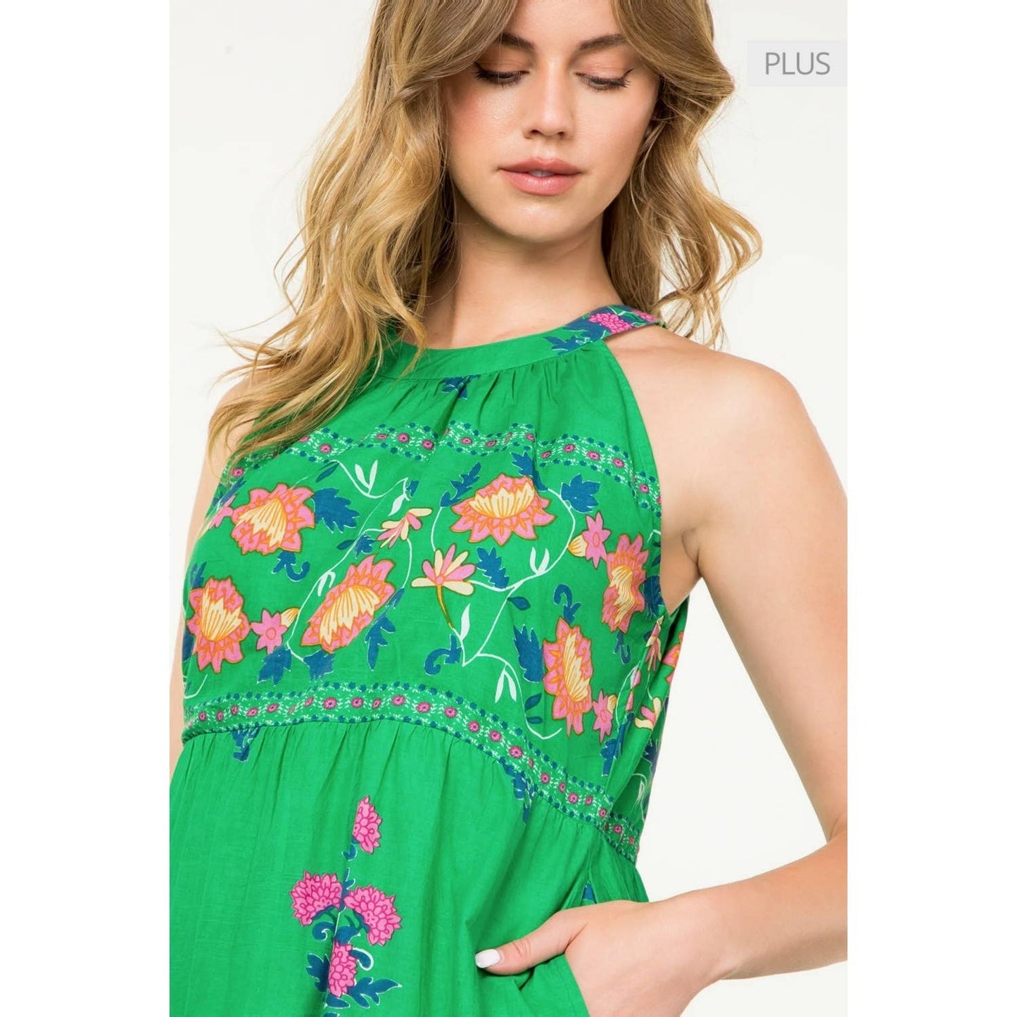 /Size XL/ Halter Neck Floral Print Maxi Dress