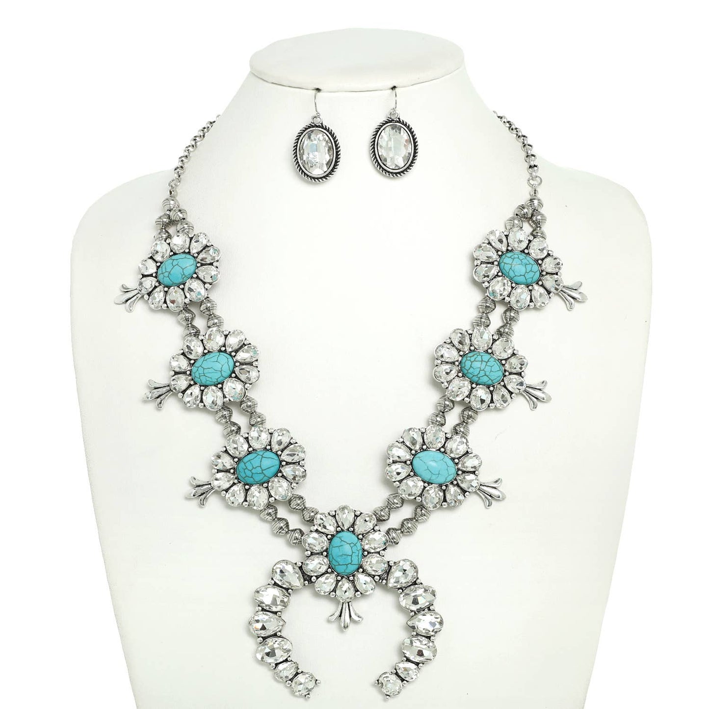 Western Gemstone Squash Blossom Necklace Set