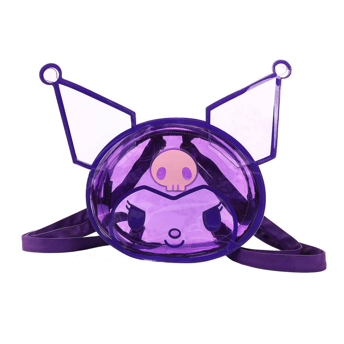 Kuromi Character Head Adult Clear Purple PVC 12" Mini Backpack