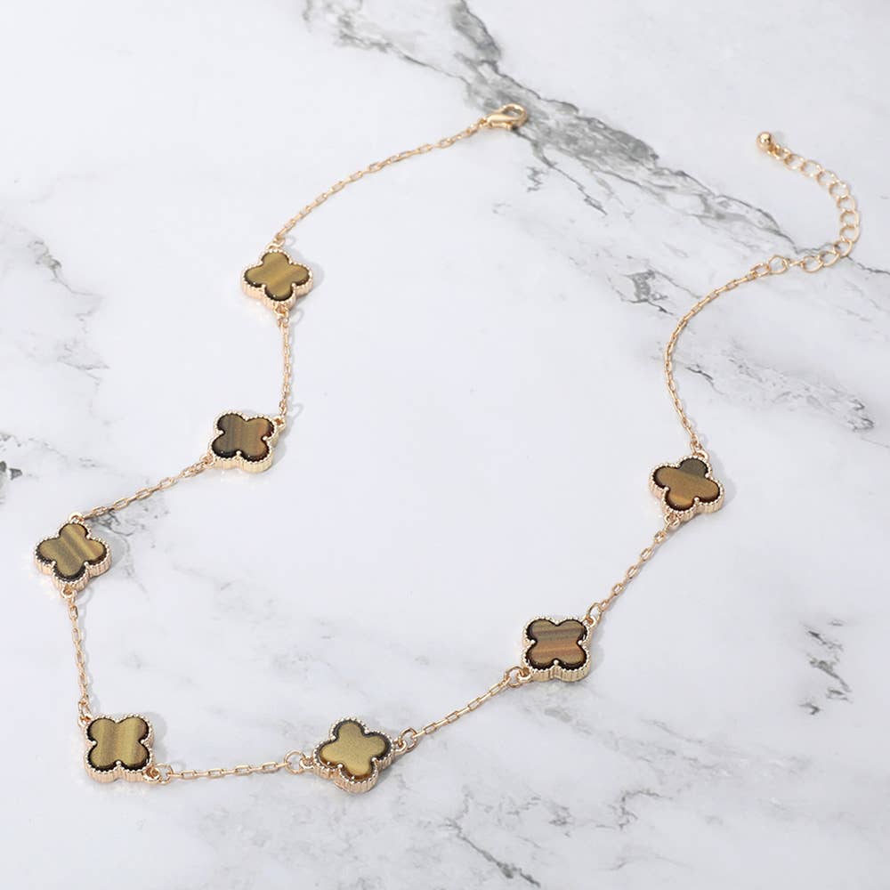 Quatrefoil Stone Station Necklace