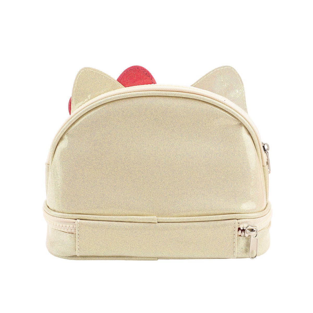Hello Kitty Character Face White Glitter 6” Cosmetic Pouch
