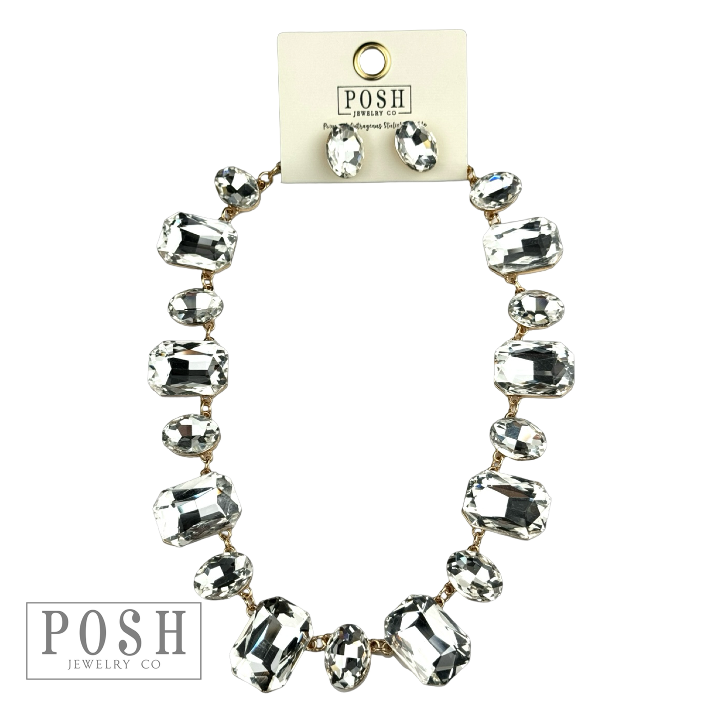 Mixed size rhinestone necklace set