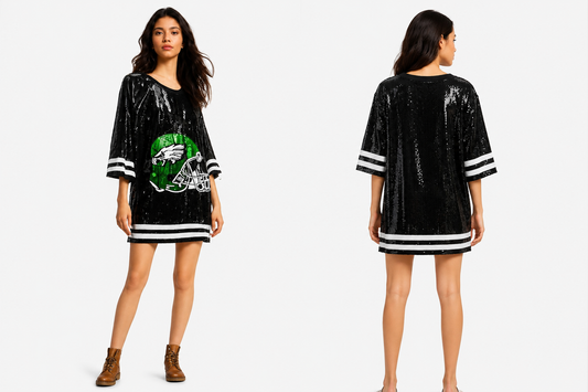Philly Eagles Sequin Black Dress (on size) fits small medium large