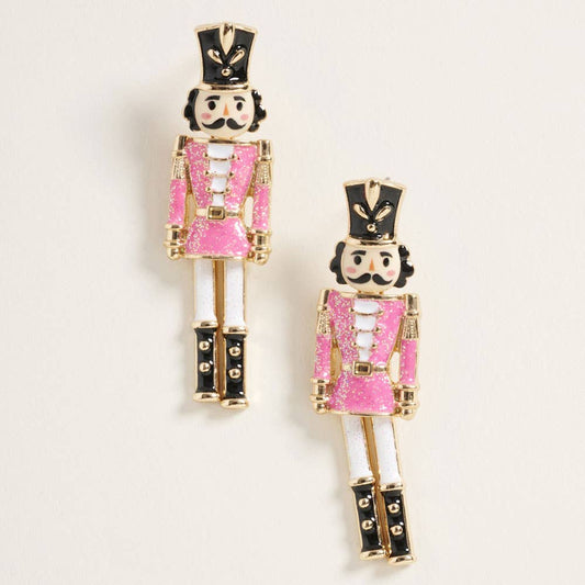 Glittered Nutcracker Soldier Earrings