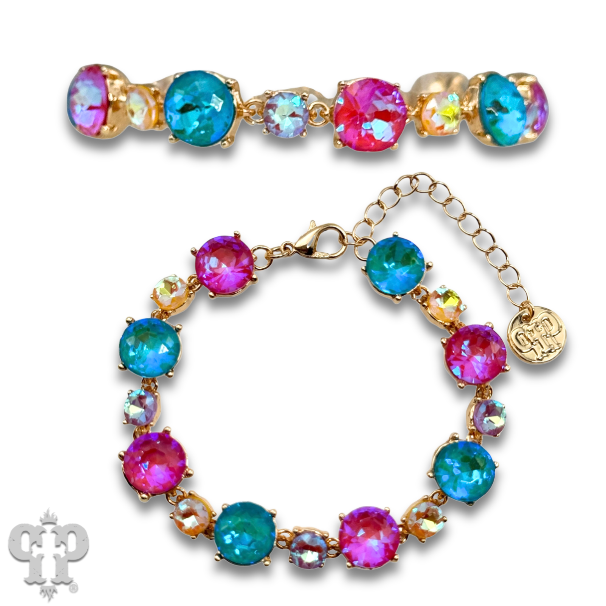 Multi-color rhinestone bracelet