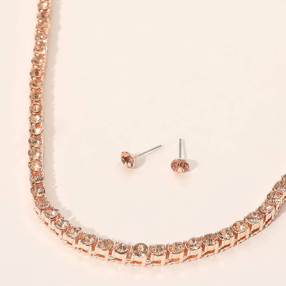 Rhinestone Tennis Chain Necklace