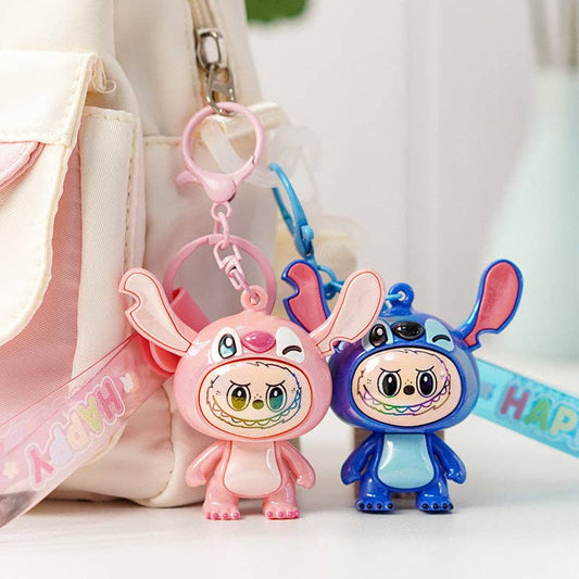 Stitch labubu Keychain Cute labubu pendant