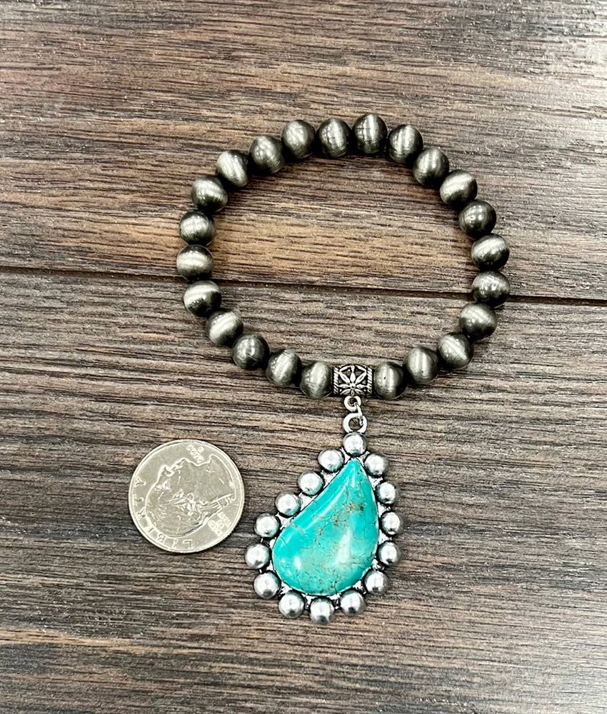 711533, 8mm Navajo Bead, Turquoise Stretch Bracelet