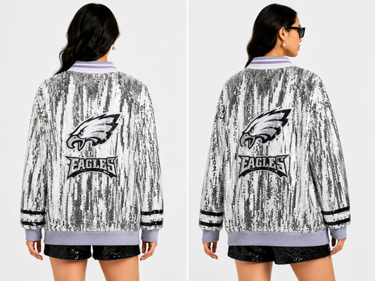 Philly silver sequin jacket (one size) fits small medium large