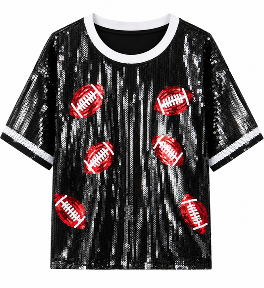 Black sequin football top (one size) fits small medium large