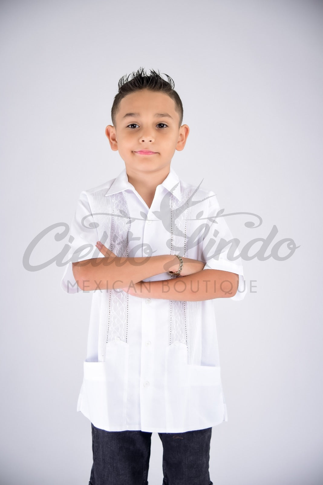 Boys Guayabera Cuba White