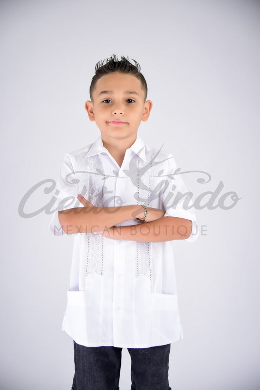 Boys Guayabera Cuba White