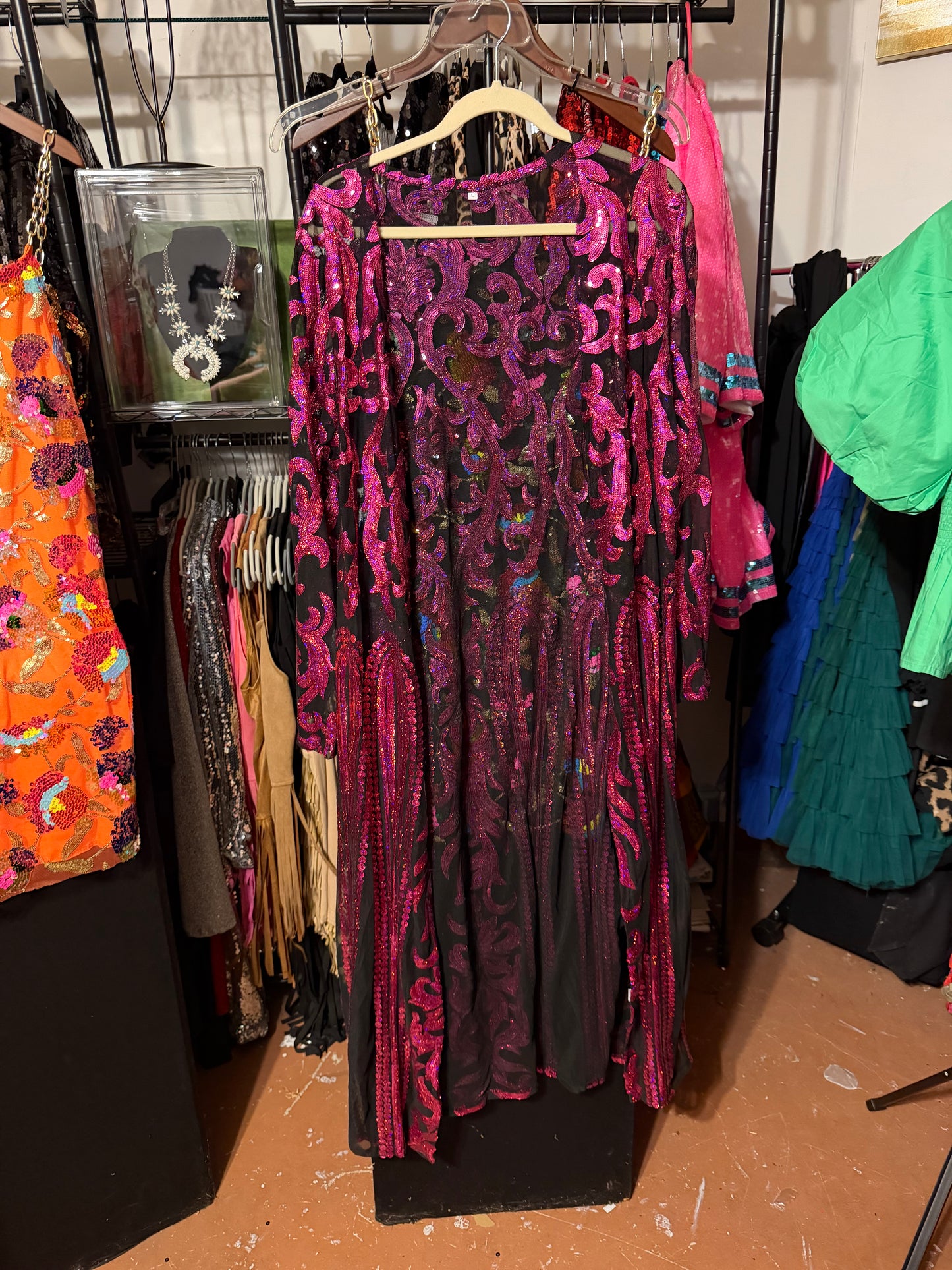 Sequin Hot Pink Duster