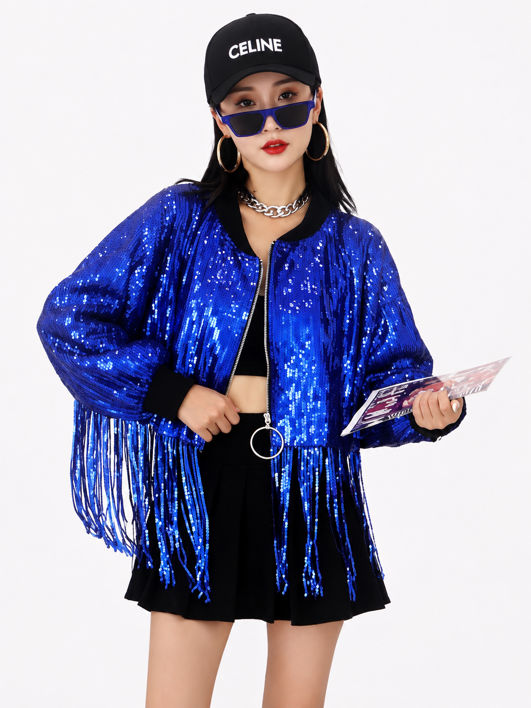Blue Bombshell Fringe Jacket (one size) fits small medium large xl