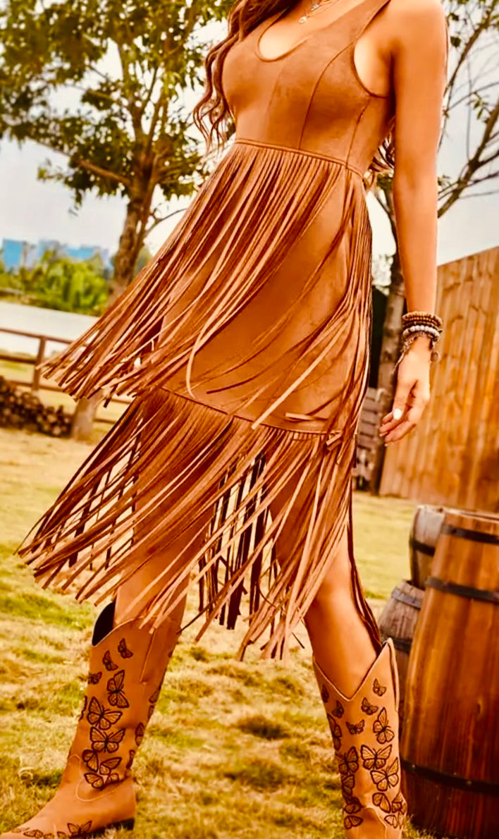 Canyon Tier Tan Dress