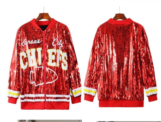 Custom Sequin Chiefs Jacket (OneSize fits Small, Medium, Large)