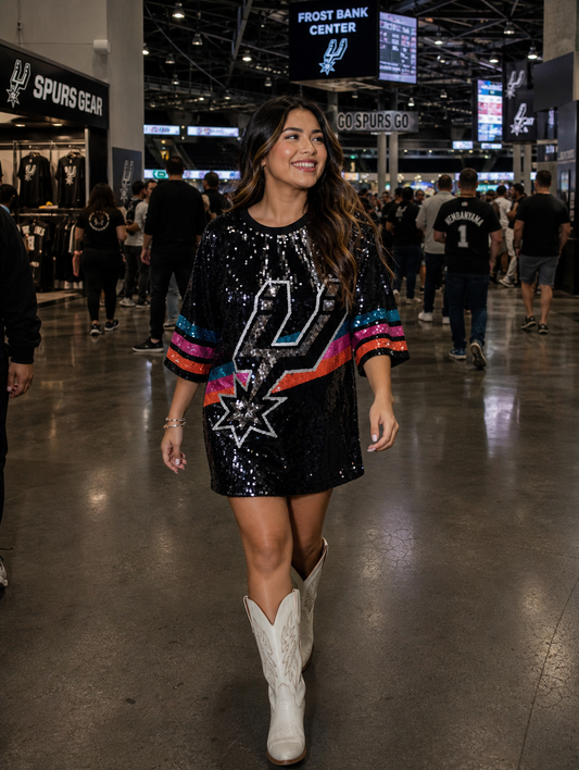 Custom Sequin Spurs Dress (OneSize fits Small, Medium, Large)