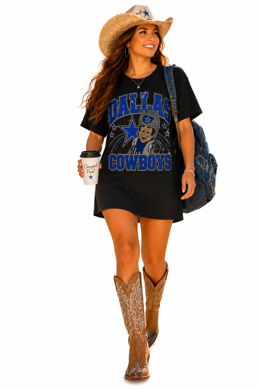 Cowboys Rowdy Tshirt Dress Black