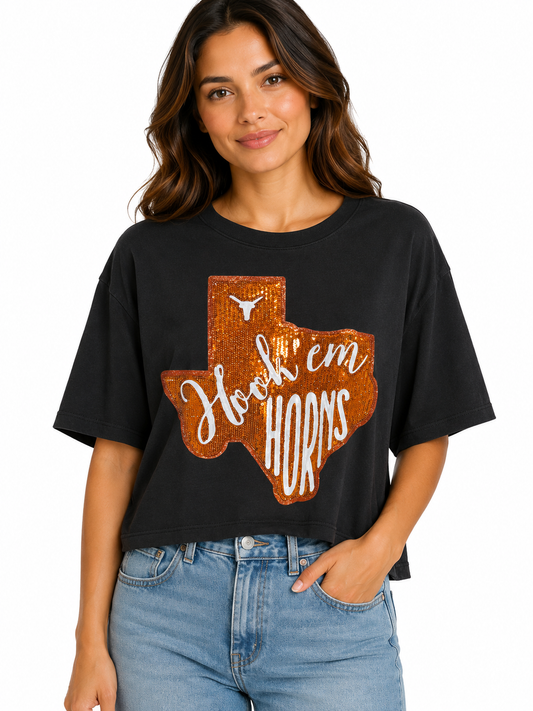 Longhorns Crop Black