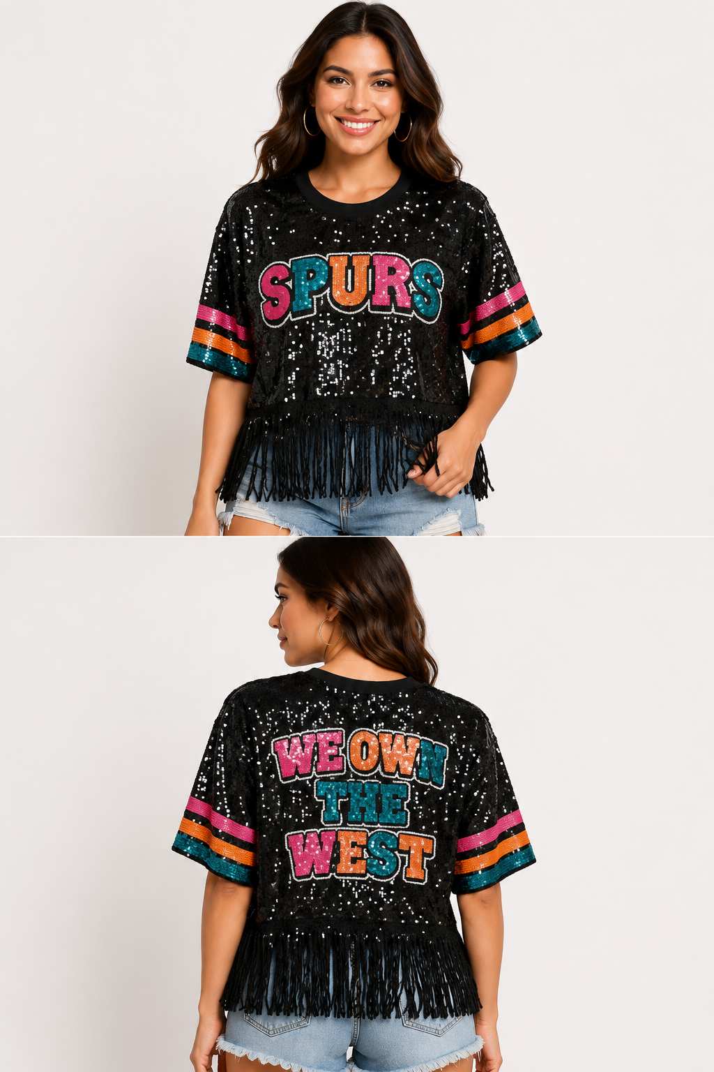 We Own The West!!! Spurs Sequin Crop Top OneSize fits most (small to Xl)