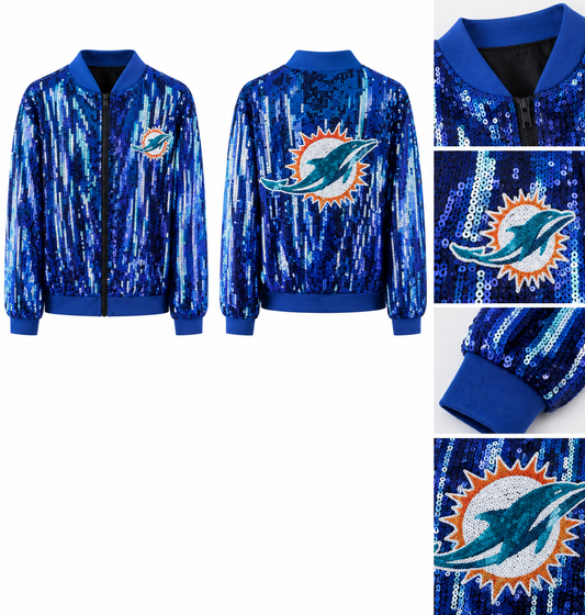 Miami Dolphin sequin jacket (onesize size) fits small medium large