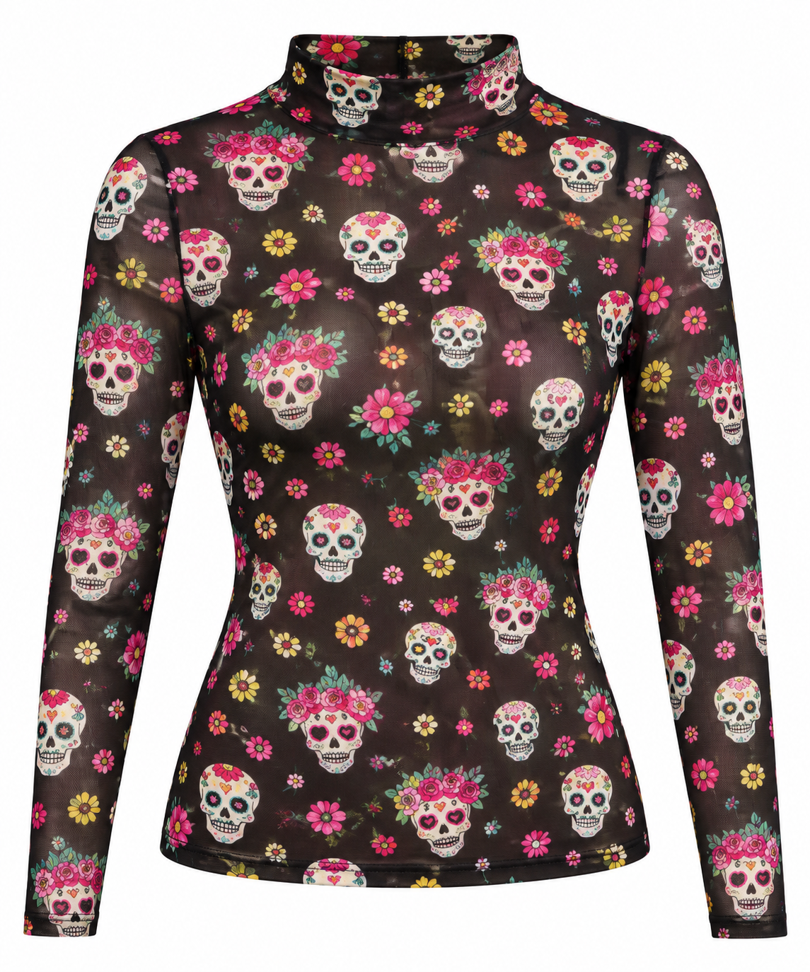 Sugar Skull Mesh Top True to Size (stretch)