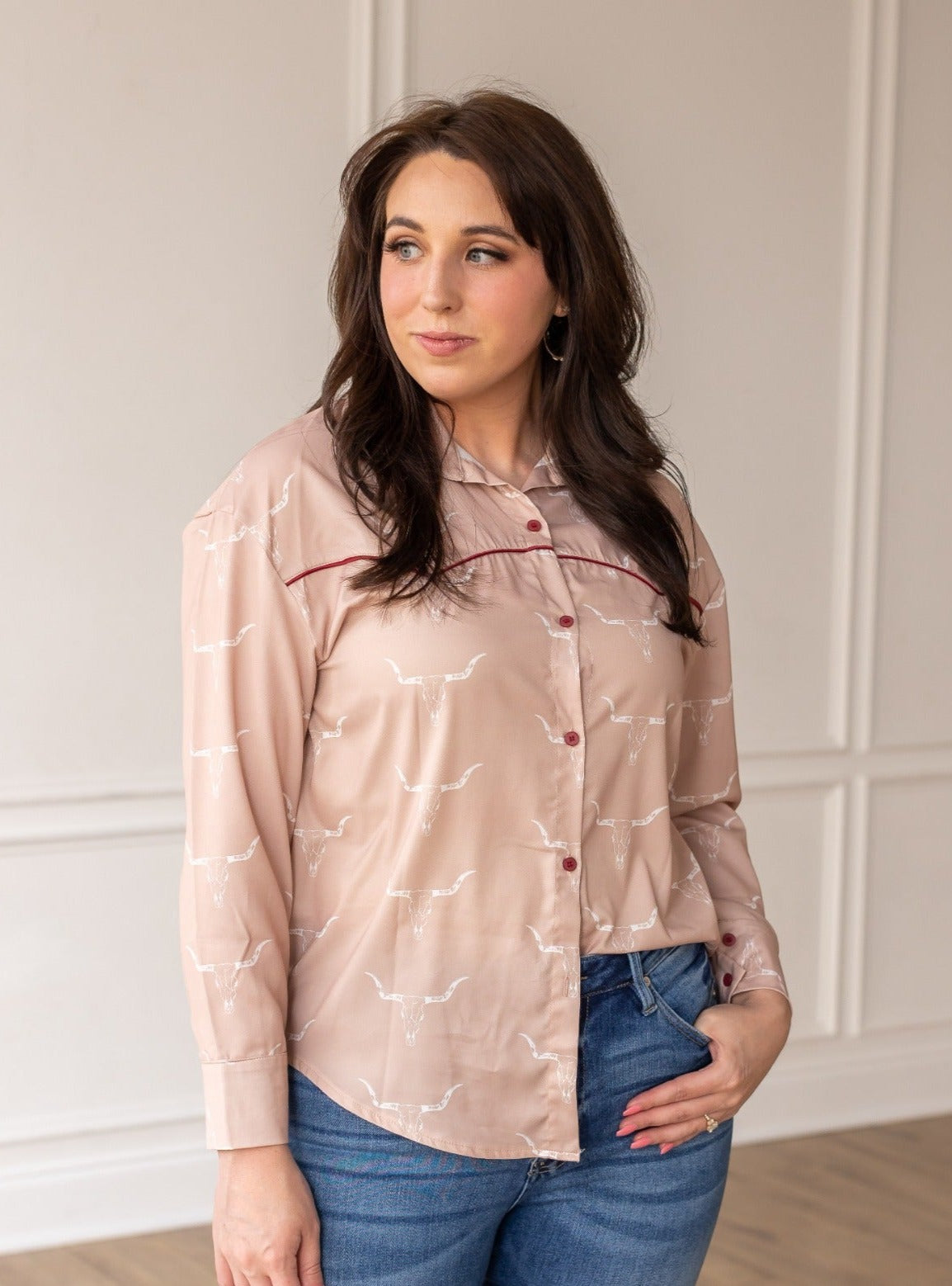 AS IS: Western Button Up, Beige