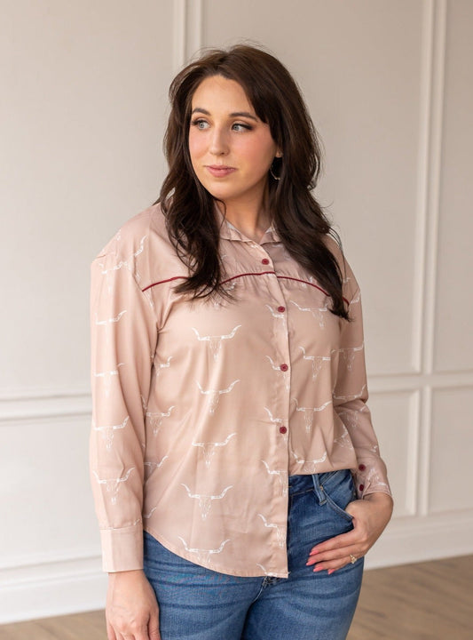 AS IS: Western Button Up, Beige