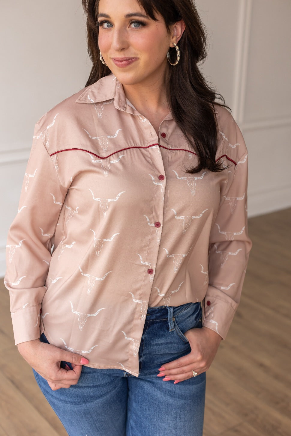 AS IS: Western Button Up, Beige