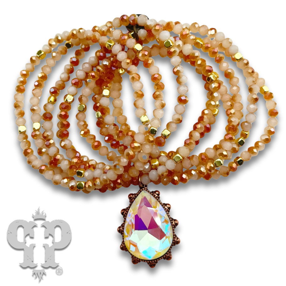 White opal rhinestone teardrop charm bracelet