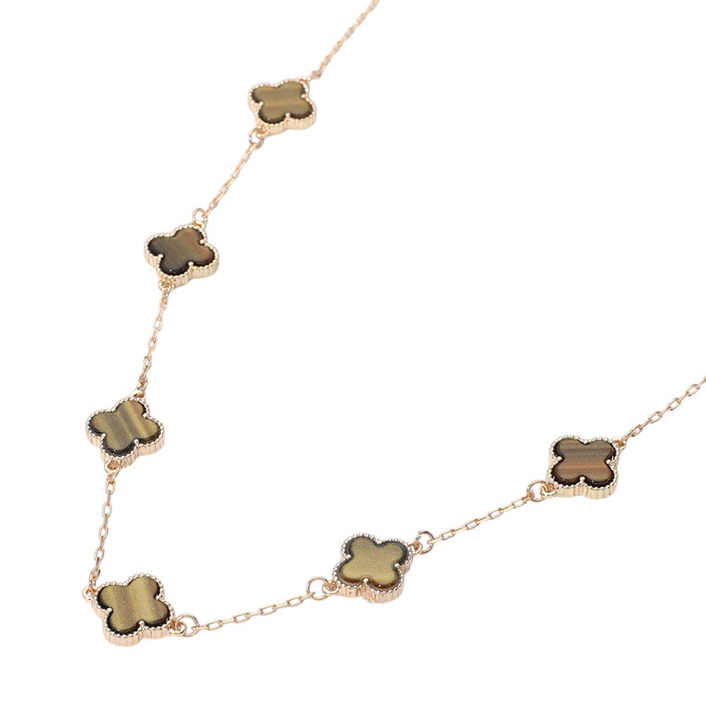 Quatrefoil Stone Station Necklace