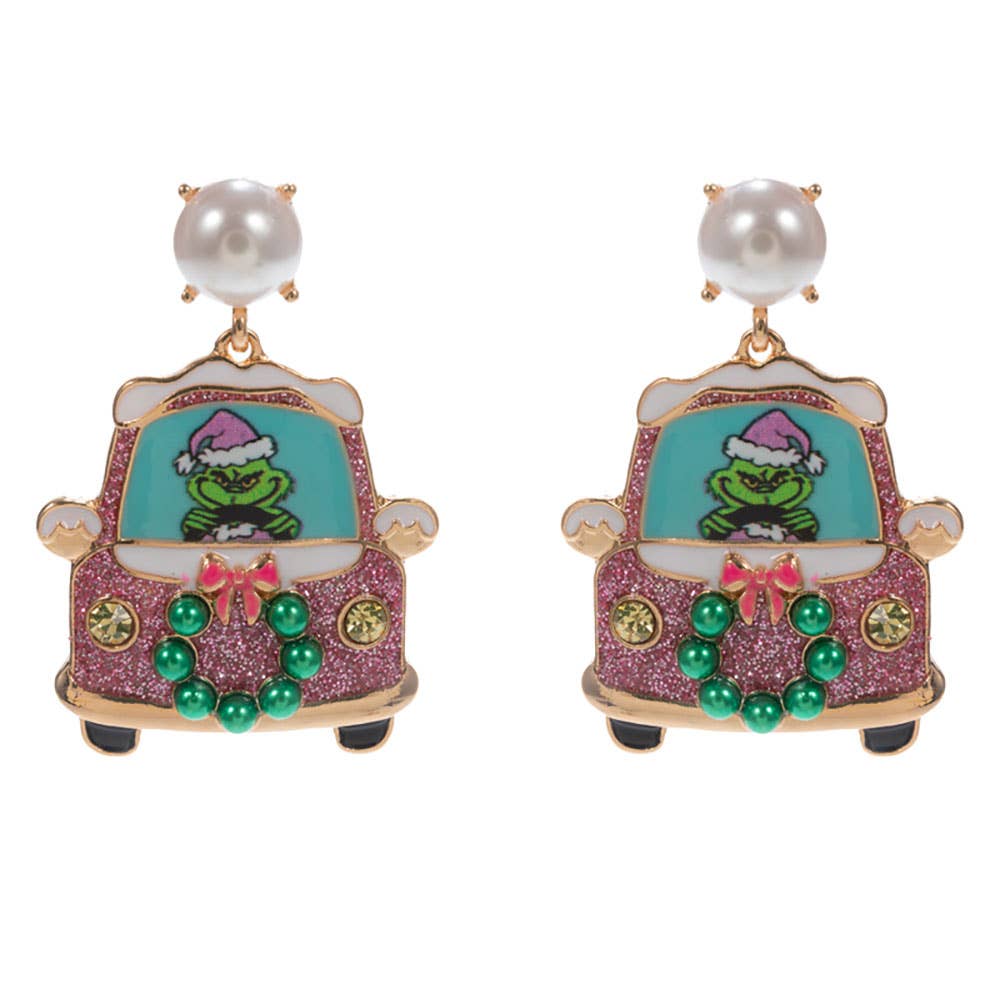 Green Monster Holiday Car Dangle Earrings