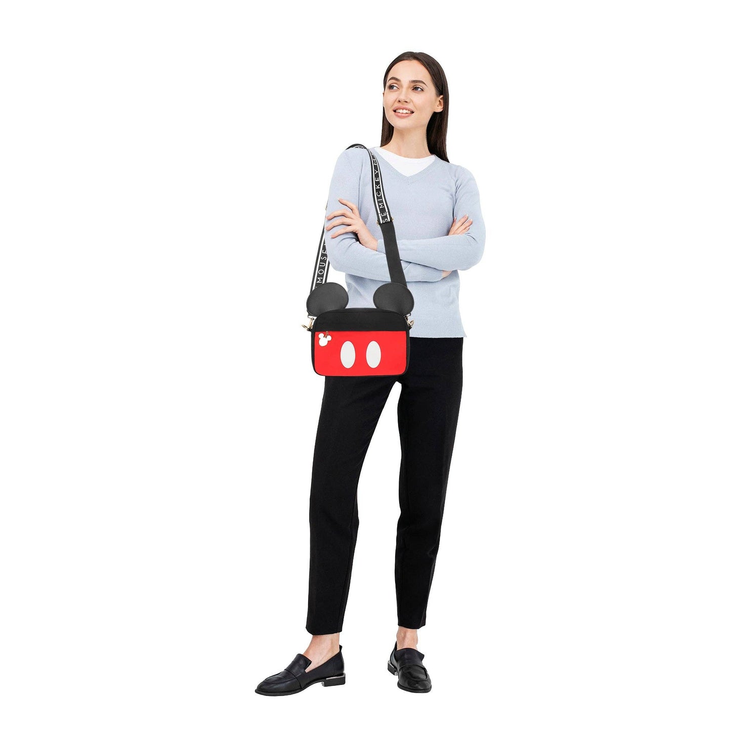 Disney Mickey Mouse Ears & Shorts Black 7" Crossbody Bag