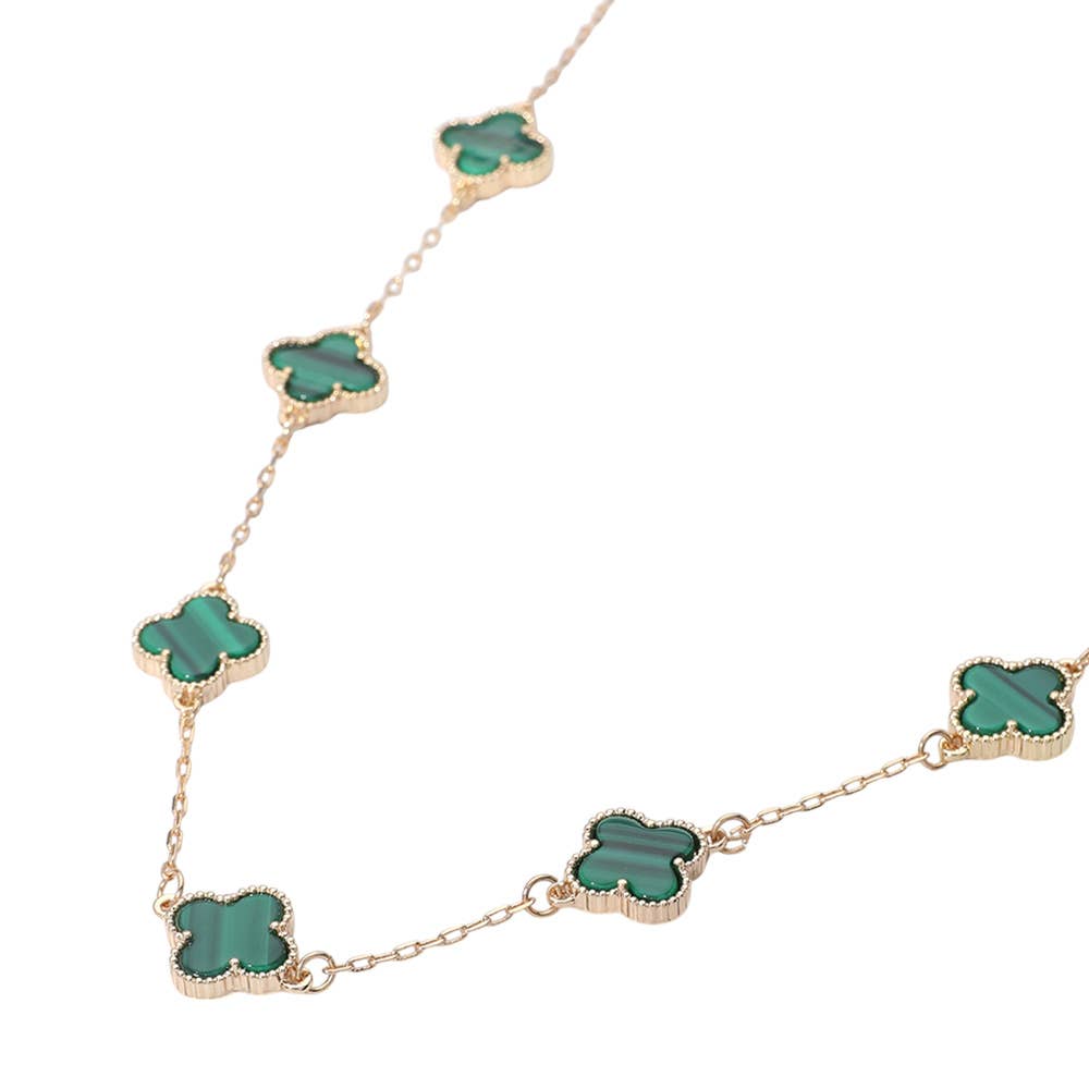 Quatrefoil Stone Station Necklace