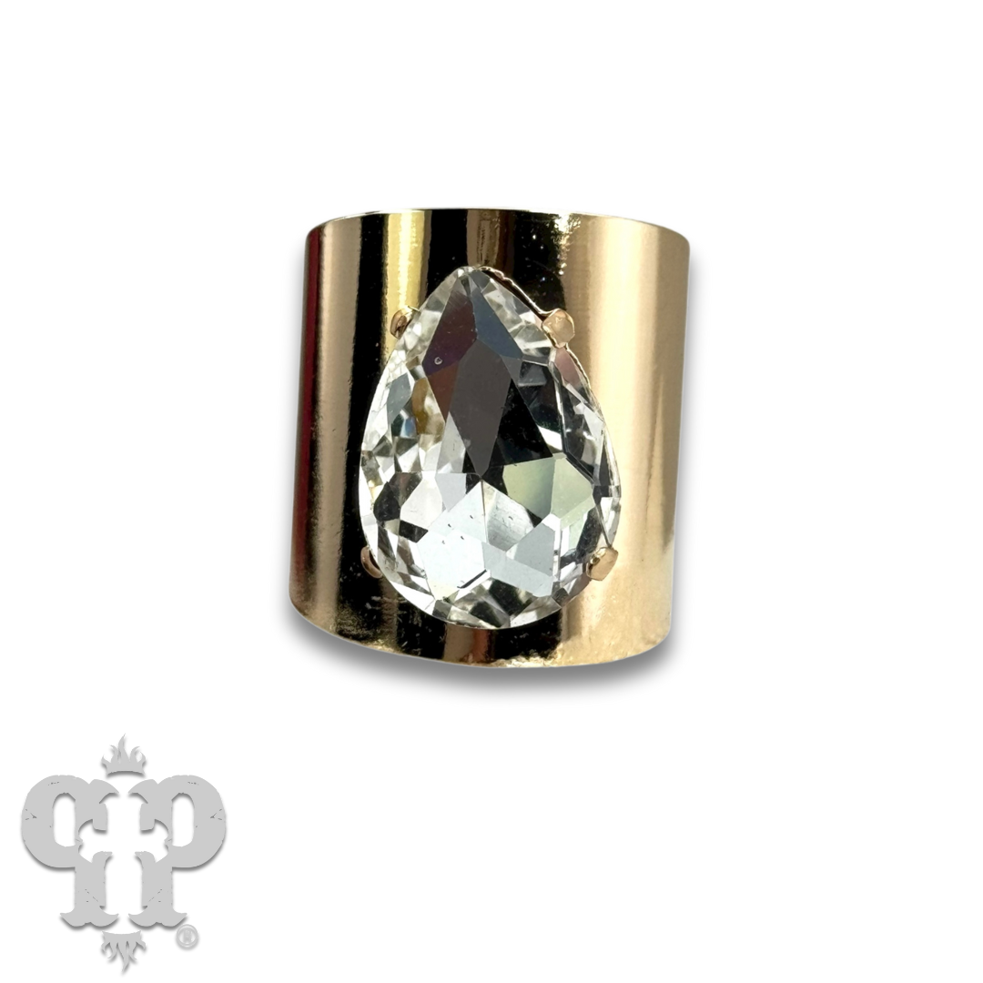 Rhinestone teardrop adjustable base ring - LC