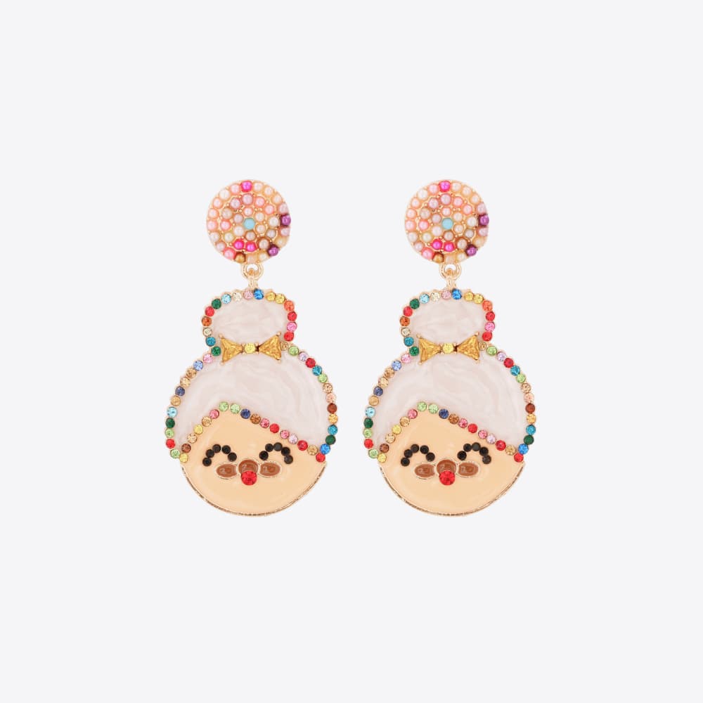 Rhinestone Alloy Mrs. Claus Earrings