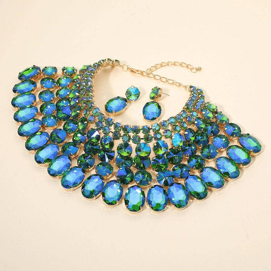 Crystal Glass Bib Statement Necklace