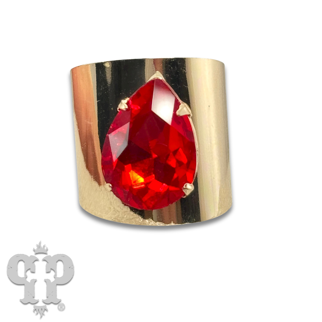 Rhinestone teardrop adjustable base ring - LC