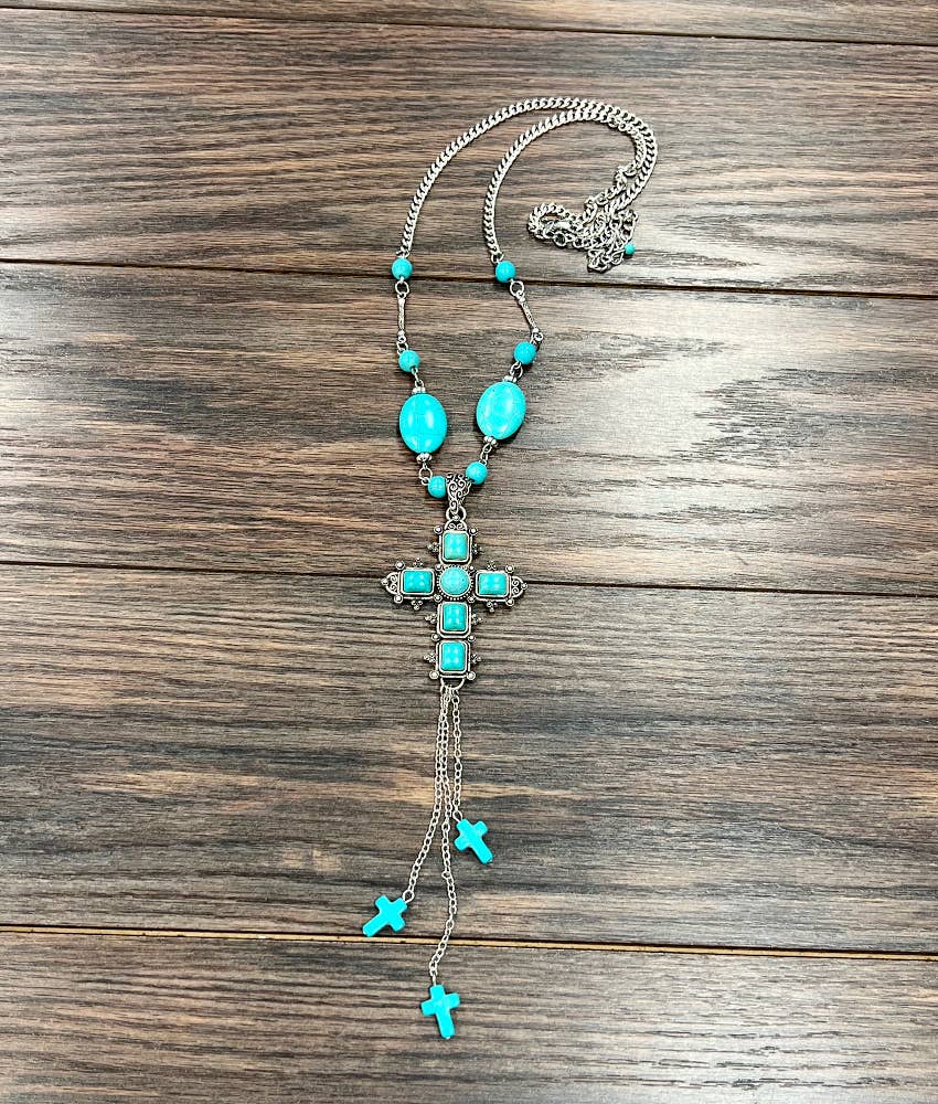 739477, Cross Turquoise Necklace