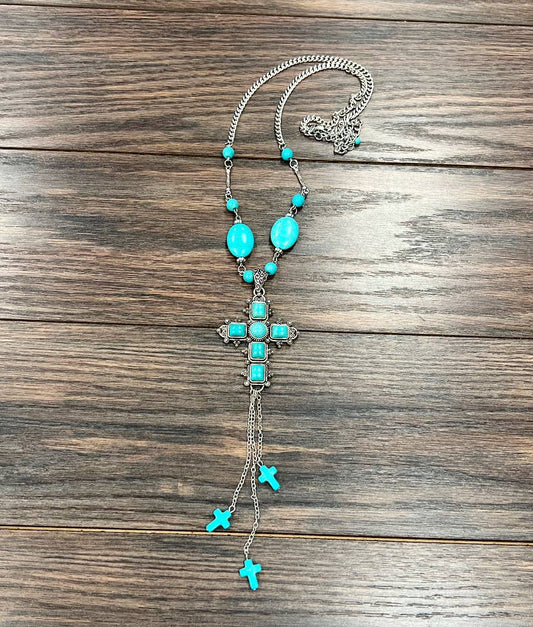 739477, Cross Turquoise Necklace