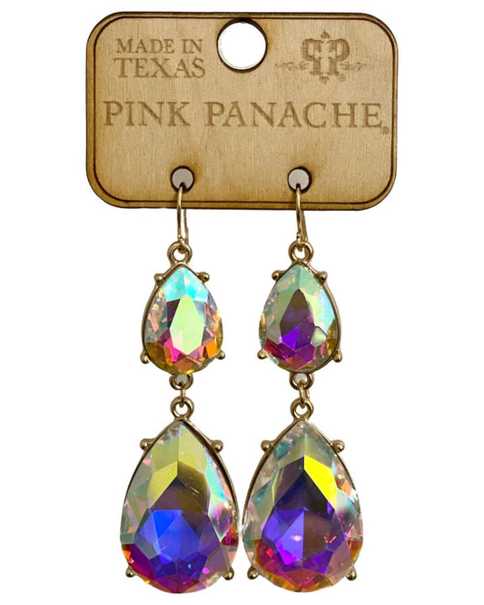 Rhinestone double teardrop earring - LC