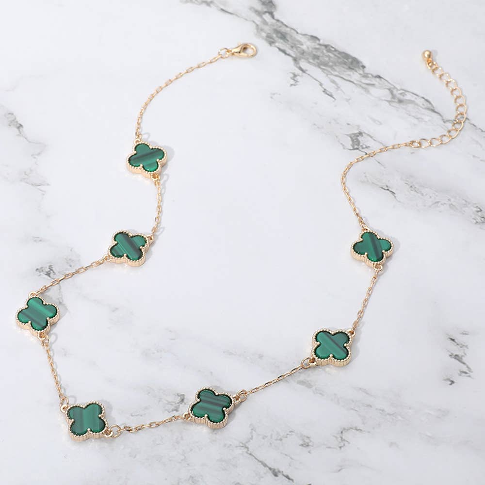 Quatrefoil Stone Station Necklace