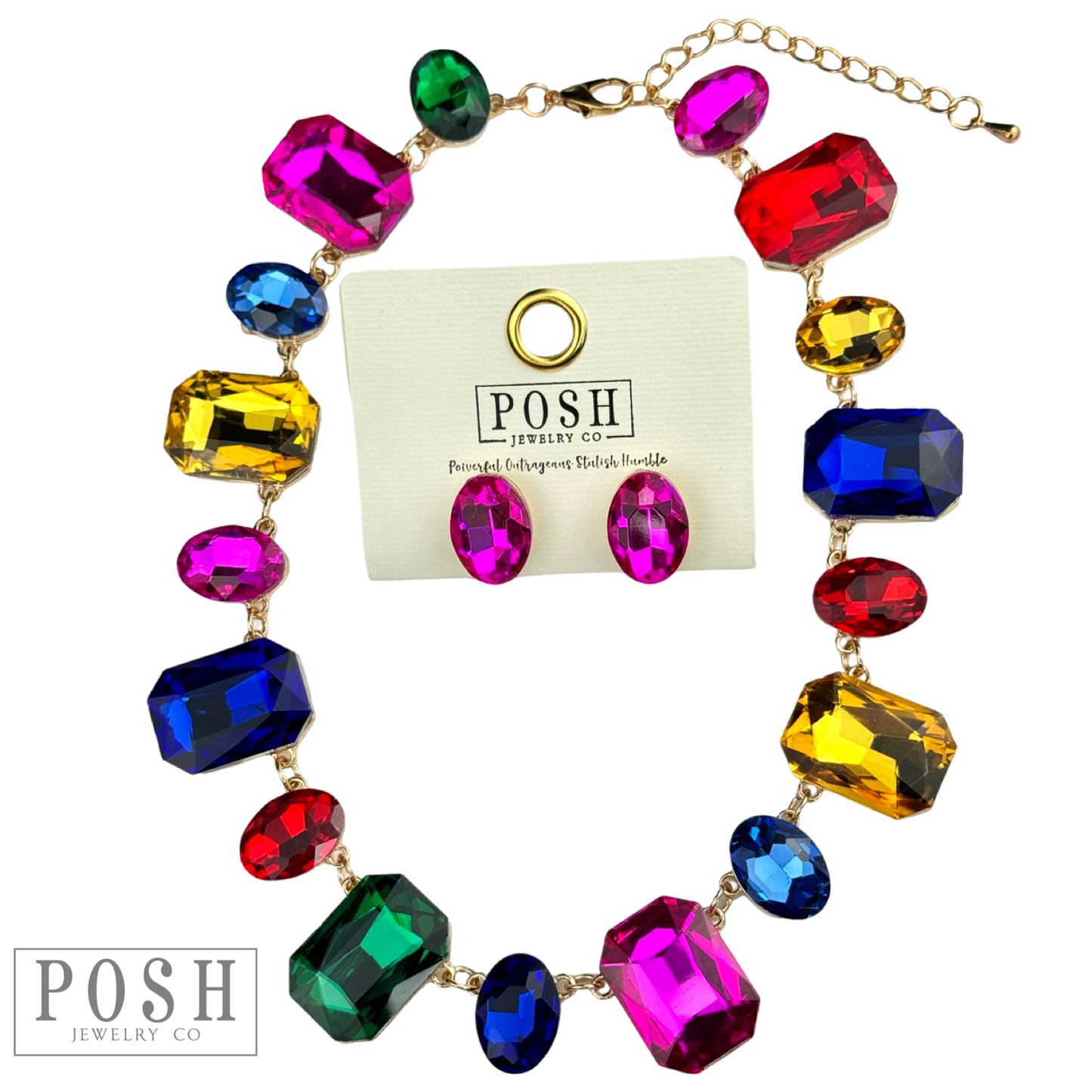 Mixed size rhinestone necklace set